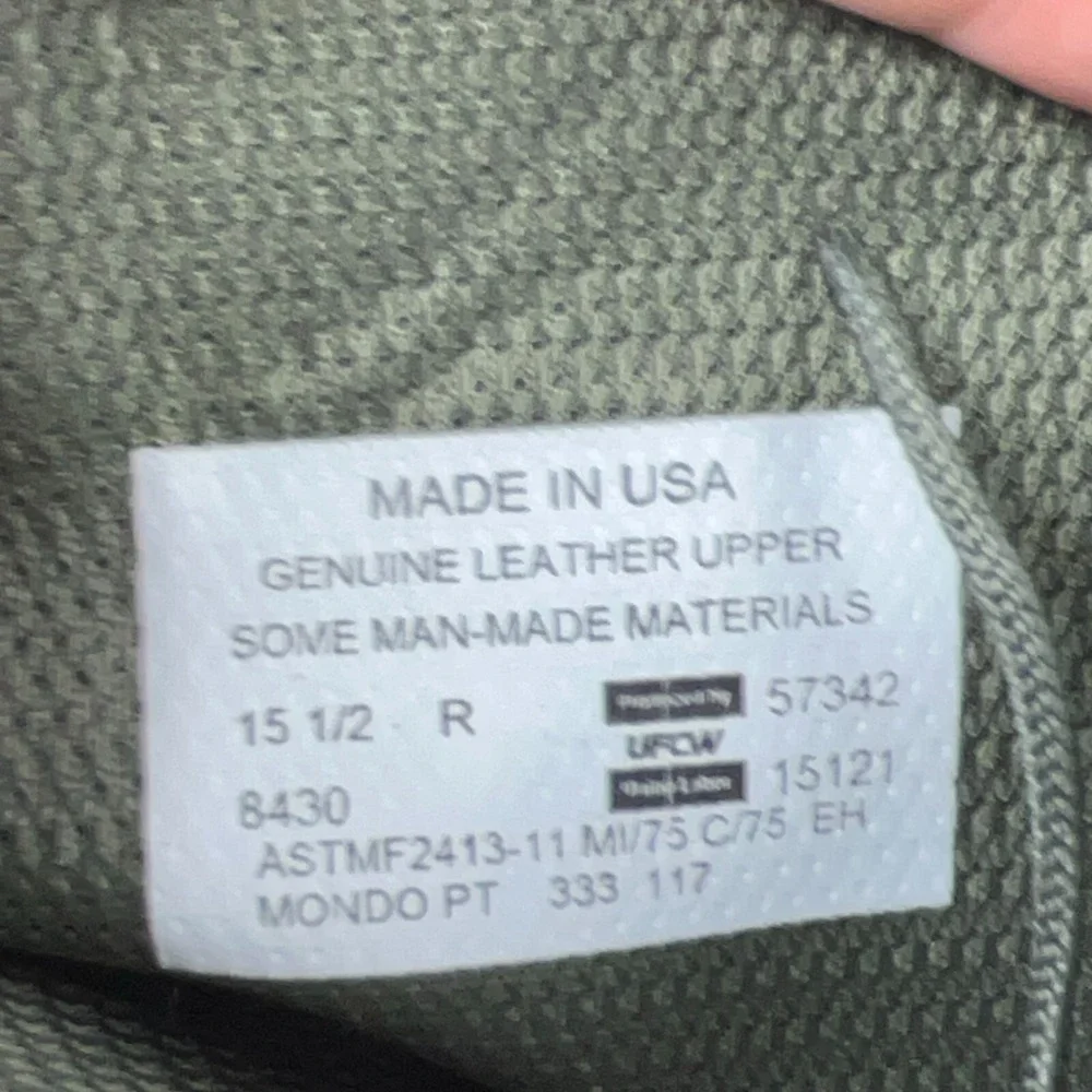 Vintage Army Military Sage Green Combat Boots Size 15.5 R Mens Vibram UFCW USA - Picture 3 of 13